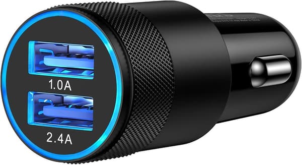 17W/3.4A 急速充電対応 超小型 USB-Aカーチャージャー 2ポート (ブラック)