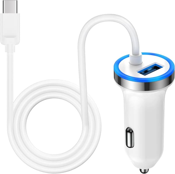 iPhone 16対応 急速充電 車載用USBシガーチャージャー Type-Cケーブル付 2ポート 12V・24V車対応