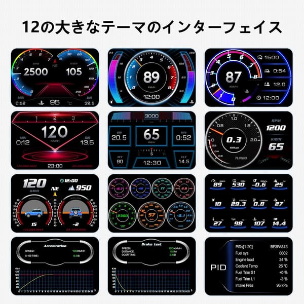 OBD2 車両 HUD 速度計 HDディスプレイ対応（2008年以降車種）
