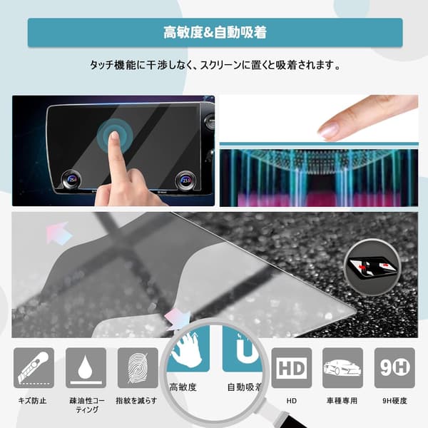レクサスNX専用 14インチ カーナビ保護フィルム 強化ガラス製 9H硬度 自己吸着タイプ