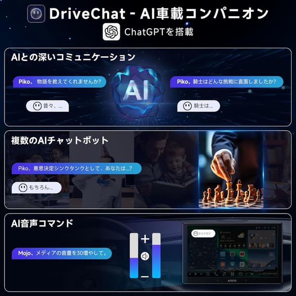 ATOTOZONE X10G211E 10インチ Androidカーナビ - ダブルDIN, 8+128G, ワイヤレスCarplay, GPS, デュアルカメラ入力