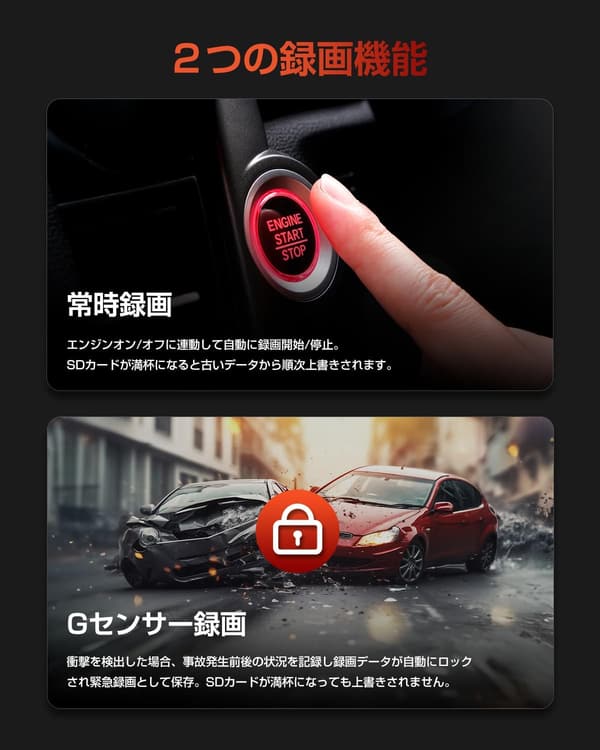 フルHDドライブレコーダー WiFi付き 180°角度調整 コンパクトミニタイプ 24時間駐車監視
