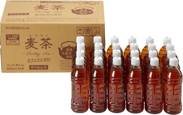 国産大麦100%使用 カフェインゼロ ラベルレス麦茶 500ml×24本