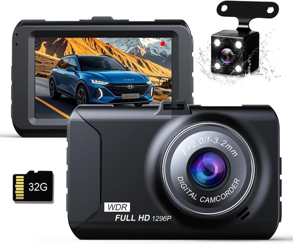前後2カメラ搭載 ドライブレコーダー 1296PX1080フルHD 170度広角 小型 車載カメラ【2025業界初登場】