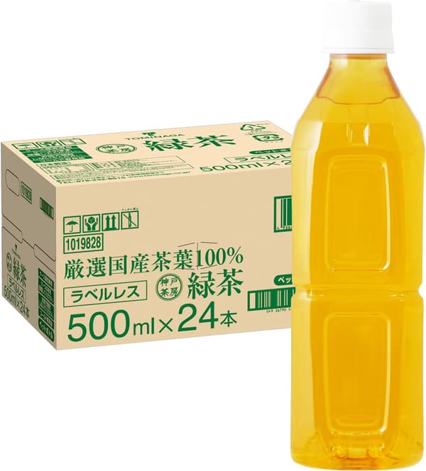 神戸茶房 ラベルレス 緑茶 500ml 24本入り ペットボトル