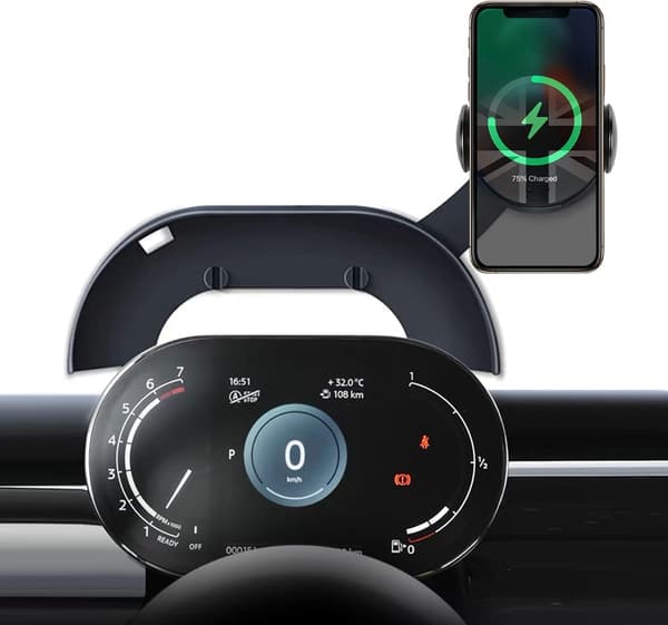 BMWミニクーパー専用ワイヤレス充電スマホホルダー 360度回転 高級合金素材 4-6.9インチ対応