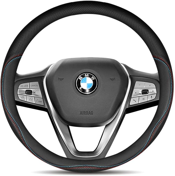 BMW ステアリングカバー 本革メッシュデザイン Mサイズ 38CM 高級牛革
