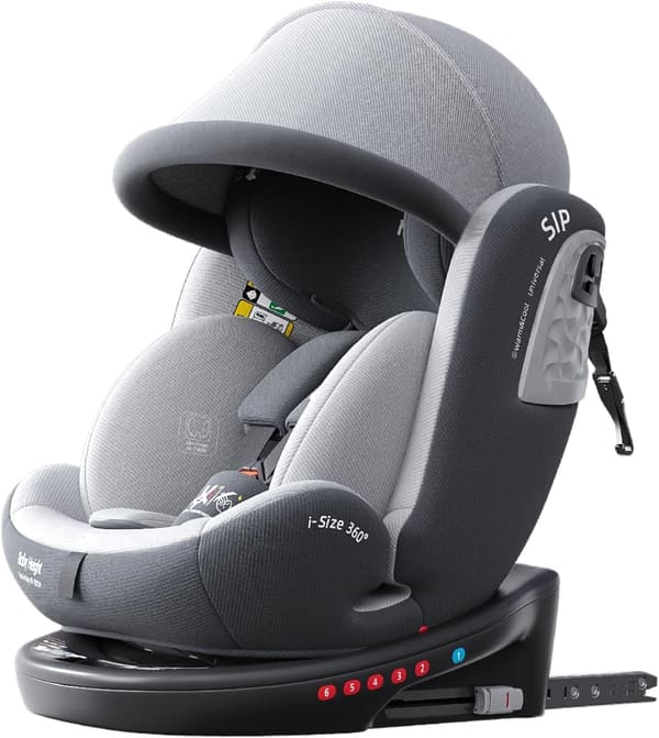 360°回転式チャイルドシート ISOFIX固定 新生児から12歳用 グレー ECE R129準拠