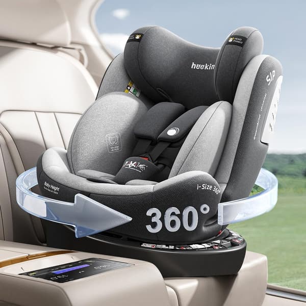 360°回転式チャイルドシート ISOFIX固定 新生児から12歳用 グレー ECE R129準拠