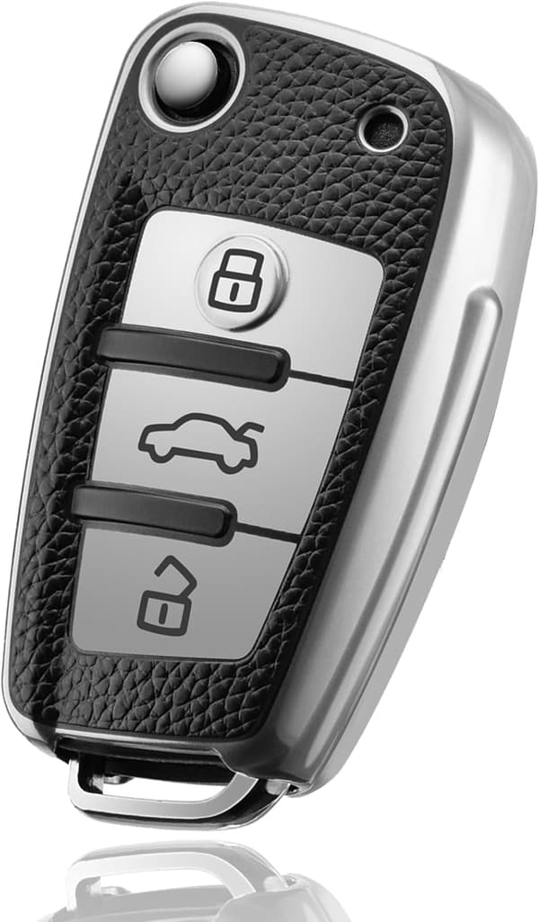 アウディ専用 スマートキーケース TPU製 汚れ・滑り傷防止 A1 A3 Q2 Q3 R8 S3 S6 TT用 シルバーデザイン