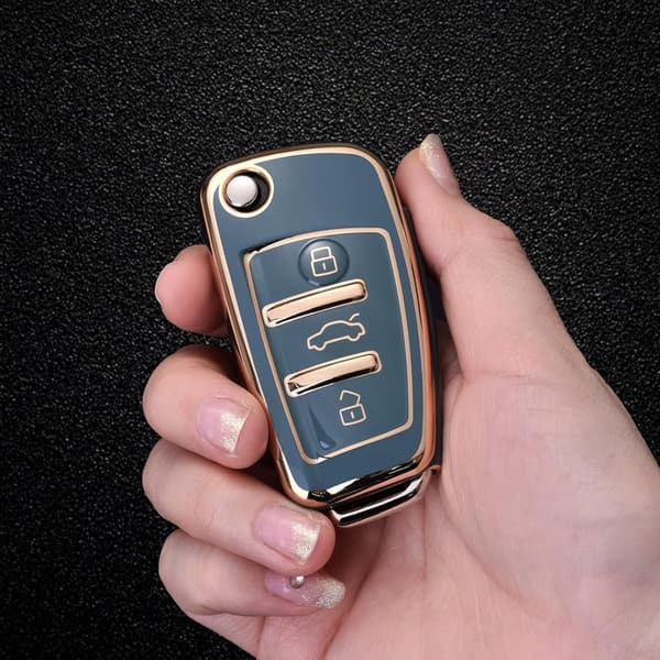 アウディ専用 スマートキーケース TPU製 汚れ・滑り傷防止 JBYK-青