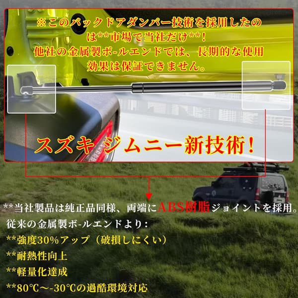 スズキ ジムニー専用 バックドアダンパー 自由停止・油圧タイプ 2025年モデル