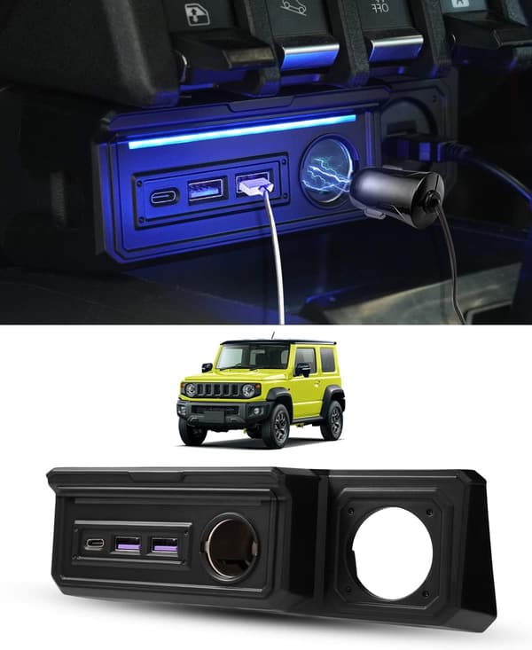 ジムニー専用 増設電源ユニット USBシガーソケット急速充電可 ブラック ABS製
