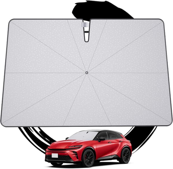 クラウンスポーツ専用 車用サンシェード UVカット 傘型 遮光 遮熱 蓄熱防止 スエード収納袋付き