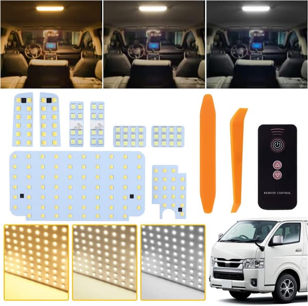 ハイエース 200系専用 LEDルームランプセット リモコン付き 3色30段階調光
