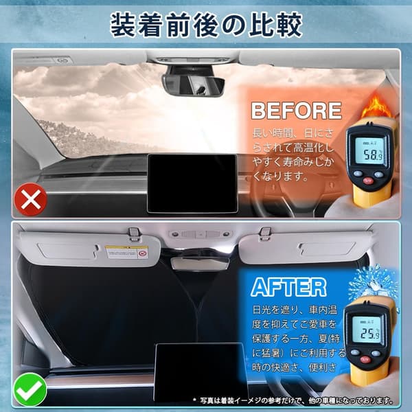 日除けサンシェード ニッサン セレナ C28 6代目 フロントガラス用 UVカット 断熱 スポーツタイプ ドット柄 収納袋付