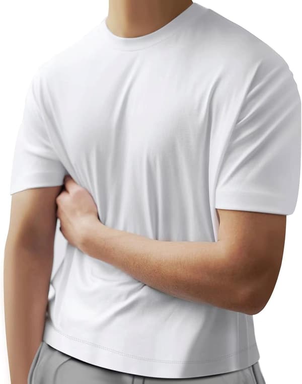 メンズ クルーネック 半袖Tシャツ 綿100% 無地 定番 ビジカジ 柔らかい肌触り 洗える 防シワ加工