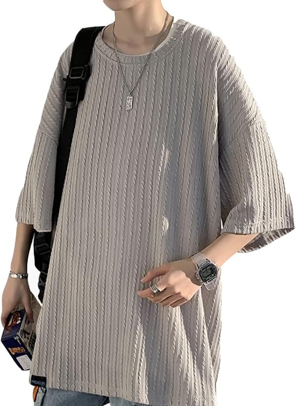 夏のメンズカジュアル半袖Tシャツ｜大きいサイズ｜クルーネック｜快適柔らか素材
