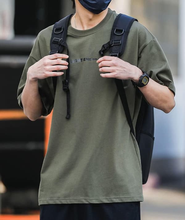 夏のおしゃれなメンズ無地綿tシャツ（半袖・大きいサイズ）