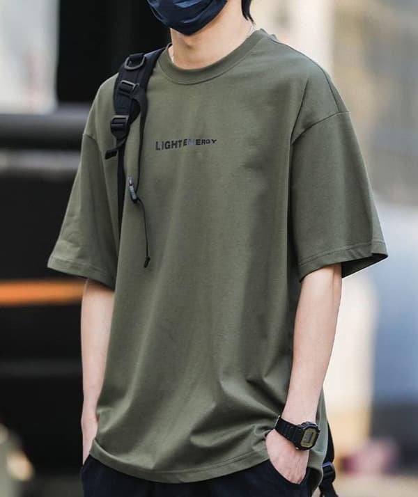 夏のおしゃれなメンズ無地綿tシャツ（半袖・大きいサイズ）