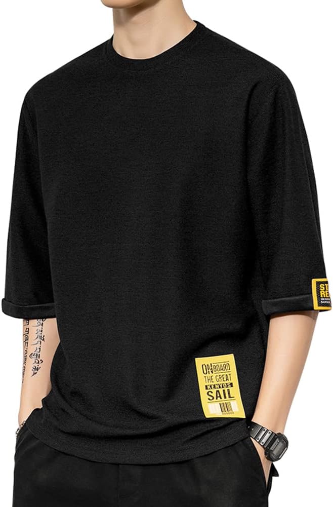 メンズ 半袖 Tシャツ カジュアル おしゃれ ゆったり 丸襟 速乾 通気性 秋春用