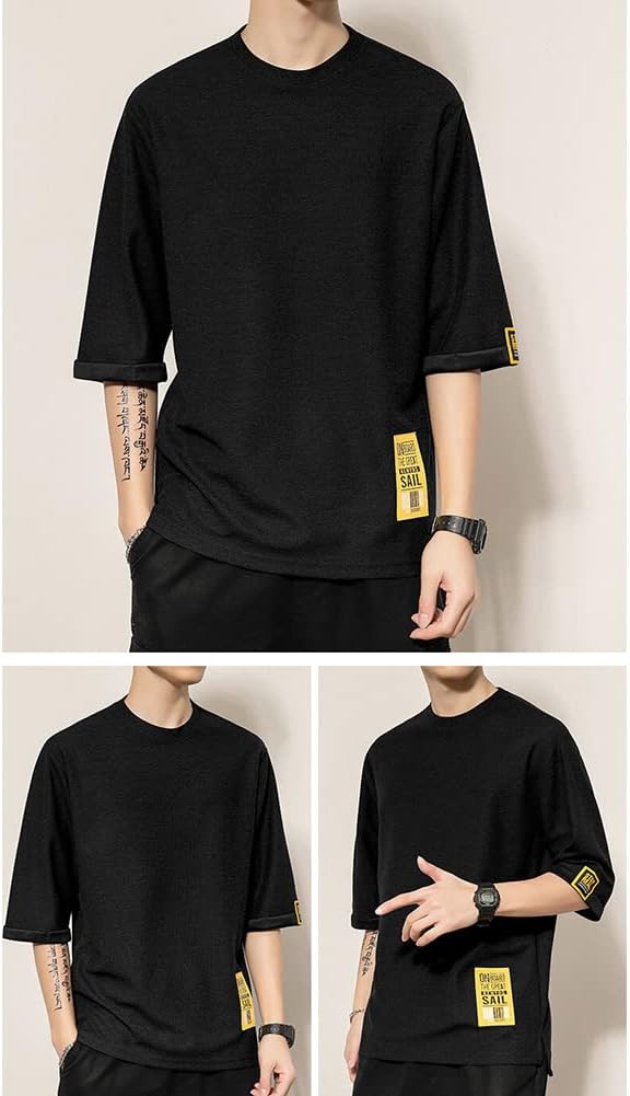 メンズ 半袖 Tシャツ カジュアル おしゃれ ゆったり 丸襟 速乾 通気性 秋春用