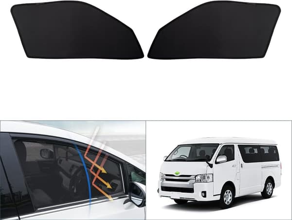 トヨタ ハイエース 200系専用 メッシュカーテン UVカット・遮光・簡単着脱 2枚セット