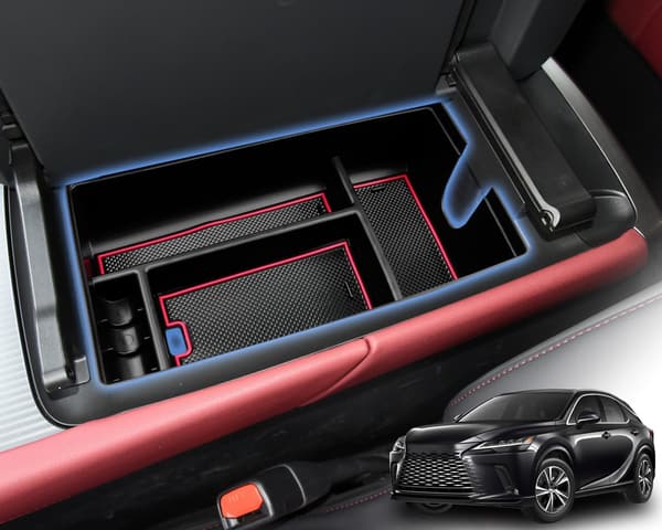 レクサスRX350/RX450h+専用 フロントアームレスト収納トレイ - レッド