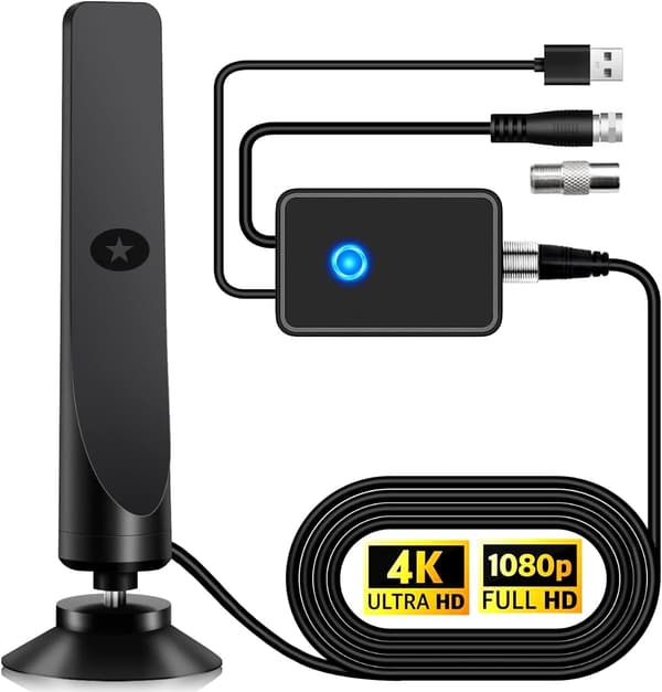 2025年新改良 地デジ対応室内アンテナ ブースター付き 360度受信 450KM 防水 4K HDTV USB簡単接続
