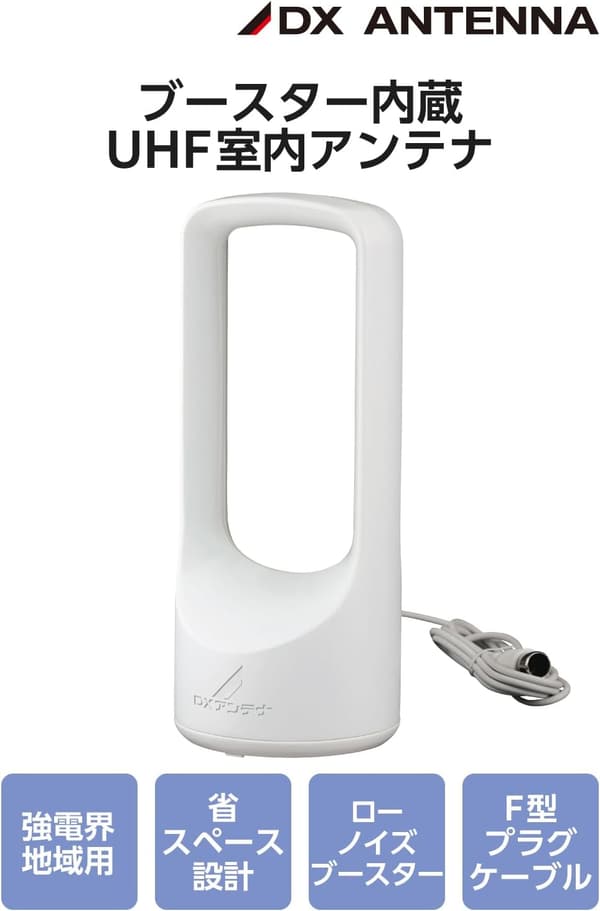 強電界地域向け 室内デジタルアンテナ ブースター内蔵 簡単設置 ローノイズ ホワイト EC-RA120A