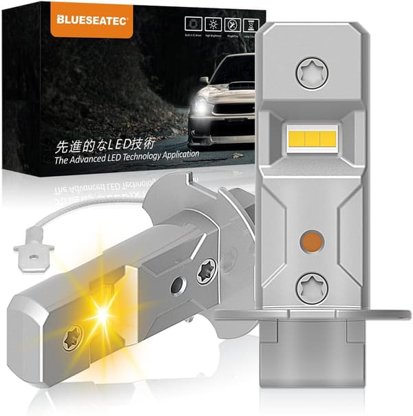 H3 LEDフォグランプ 3000Kイエロー 角度調整可能 車検対応 2個入