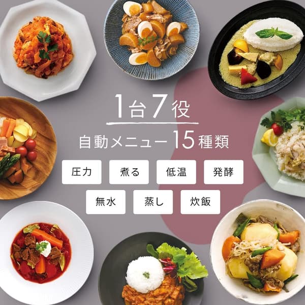 家族向け 3L 電気圧力鍋 7役 自動メニュー15種付き ダークグレー