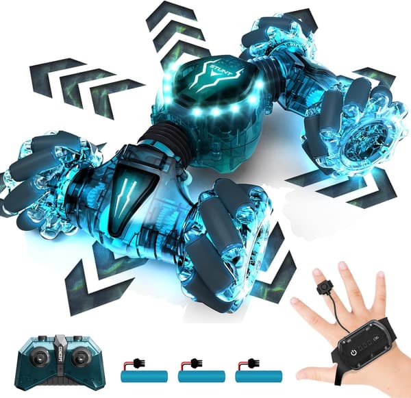 スタントカー ジェスチャー操作 360°回転 4WD LEDライト USB充電 子供向け ラジコンカー 誕生日プレゼント