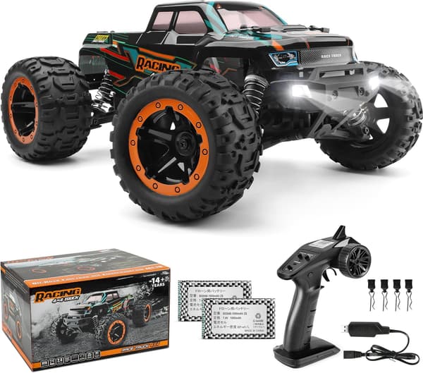誕生日プレゼントに最適な子供用オフロードラジコンカー 4WD 1/16 USB充電式 40km/h 防水バギートラック（青）
