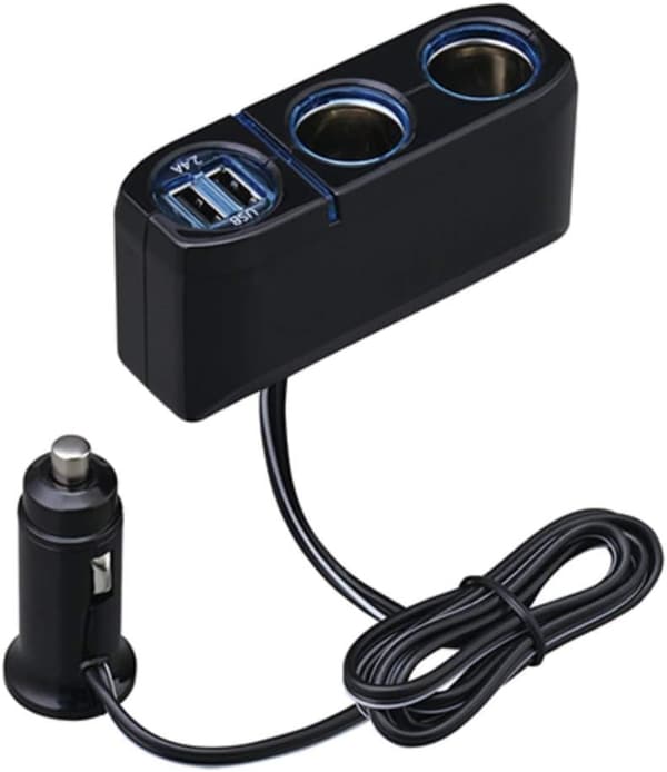 セイワ 車内用シガーソケット増設分配器 2連+2USB 最大72W/2.4A