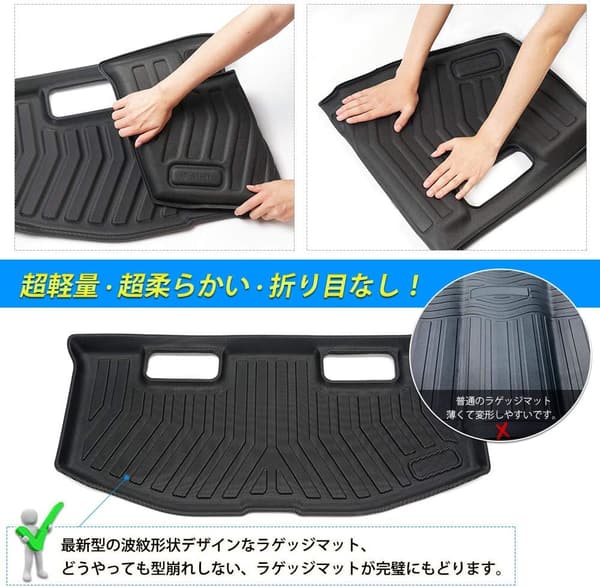 ホンダ N-BOX(JF3/JF4)専用 3Dトランクマット 防水・耐摩擦・耐汚れ ブラック