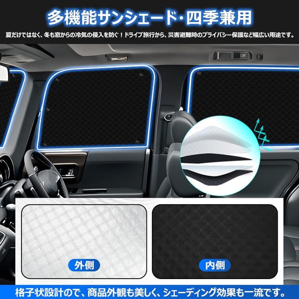 ホンダ N-BOX JF5/JF6系 専用 遮光カーテン 断熱 9枚セット 吸盤設計 収納袋付き