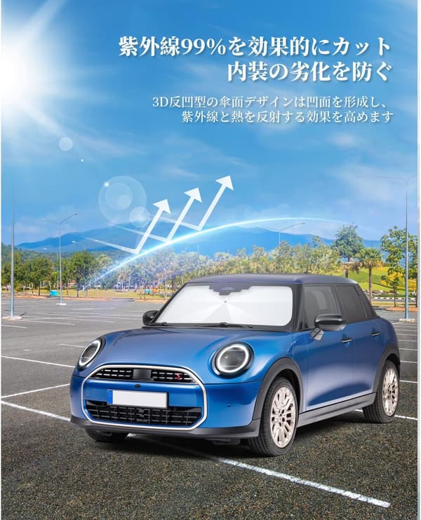 ミニクーパー専用 折りたたみ式 UVカットサンシェード 車用フロントガラス遮光断熱