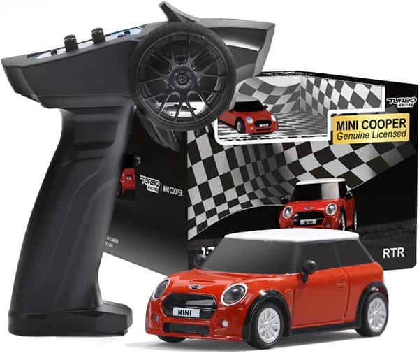 BMWミニクーパー 1/76スケール ラジコンカー LEDライト・Type-C充電 男の子向け 誕生日プレゼント