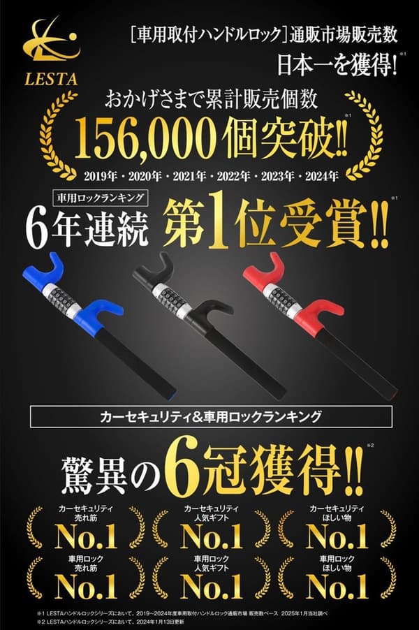 ダイヤル式ハンドルロック 盗難防止 車用 レッド LST17D