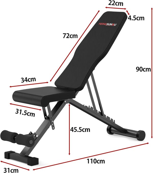 家庭用トレーニングベンチ ダンベル対応 折り畳み式 インクライン調節可能 耐荷重300kg 日本語説明書付き