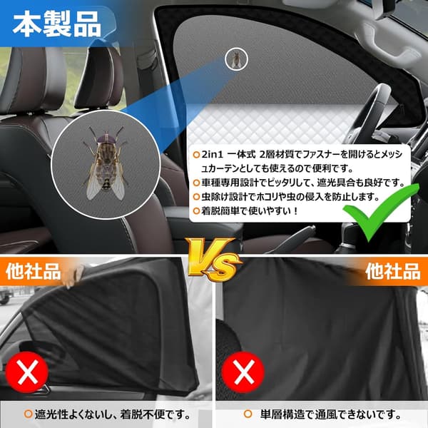 トヨタ ランドクルーザープラド 150系後期用 サンシェード メッシュカーテン 2枚セット