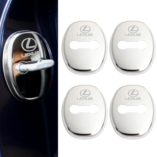 レクサス RX/ES/NX/IS/GS/HS用ドアロックストライカーカバー4個セット(304ステンレス製・シルバー)