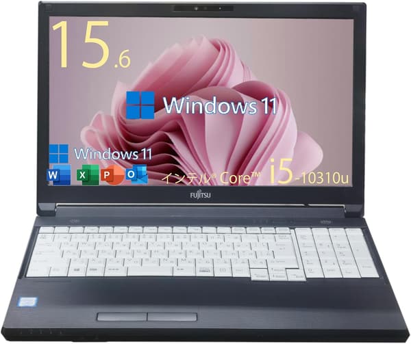 整備済みフルHD液晶ノートパソコン LIFEBOOK A7510 / 第10世代Core i5 / 16GBメモリ / 1TB SSD / Windows 11 Pro / MS Office 2019 H&B