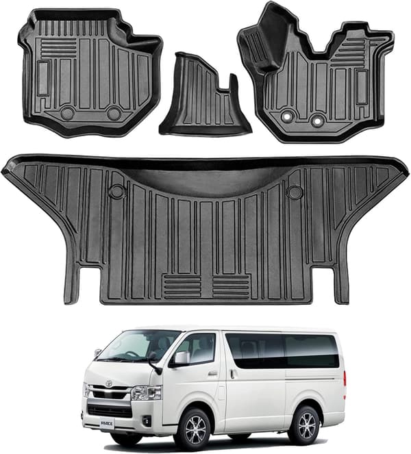 トヨタ ハイエース 200系専用 3Dフロアマット TPE素材 防水・滑り防止・抗菌 4パーツセット