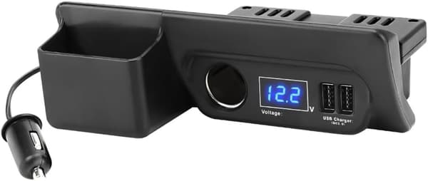 ハイエース200系増設電源ユニット QC3.0 USBポートx2・カーソケットx1【ブルーLED】同時充電対応