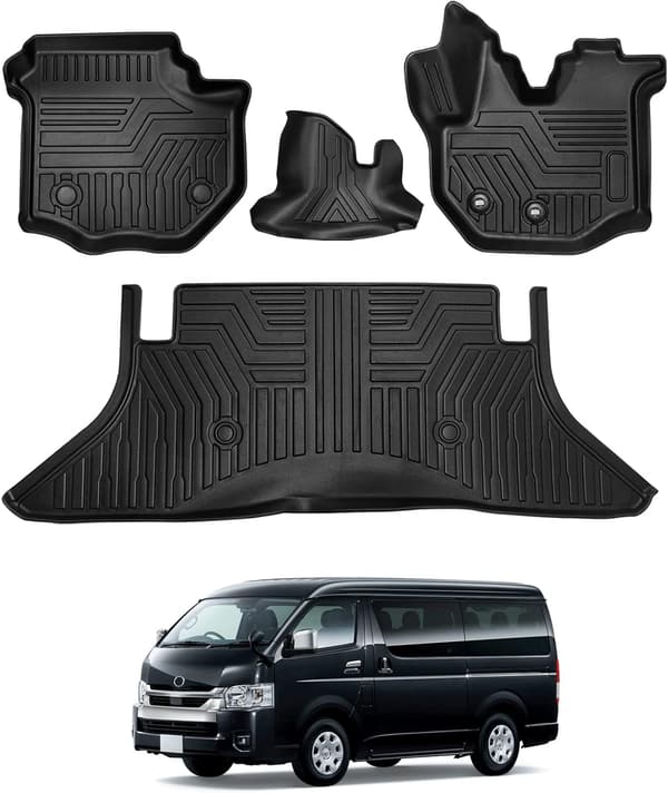 ハイエース200系専用3D防水フロアマットTPE素材4Pセット