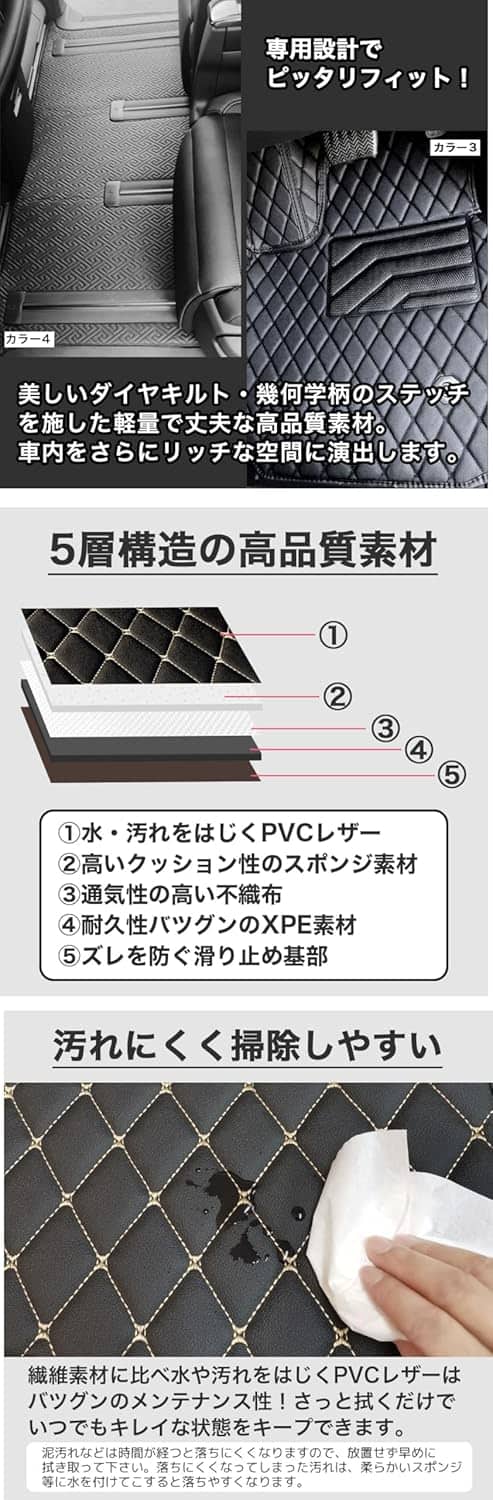 アルファード/ヴェルファイア専用防水フロアマット 30系・20系・10系対応 高級PVC製 1台分