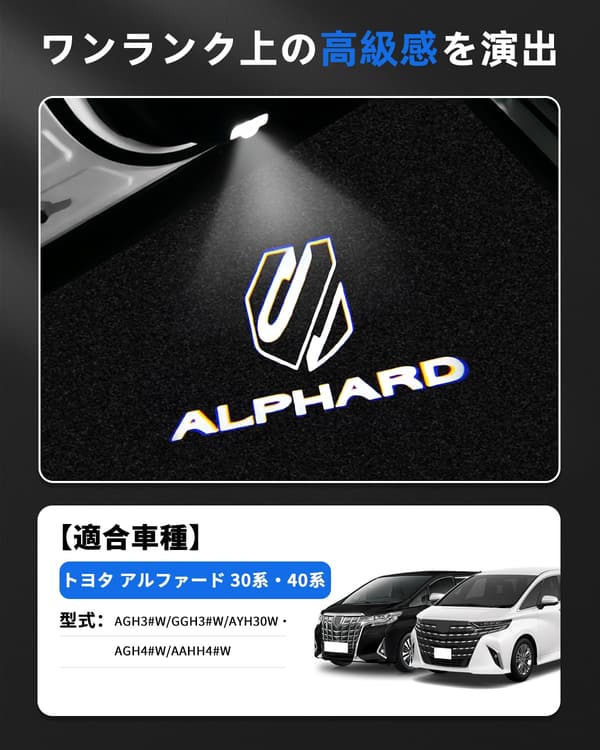 トヨタ アルファード 40系/30系 専用 LED カーテシランプ 2PCSセット 明るさアップ ドアウェルカムライト