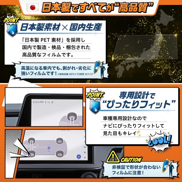 12.3インチ トヨタ プリウス用 カーナビ保護フィルム 超透明・低反射タイプ【日本製】指紋防止 ARフィルム